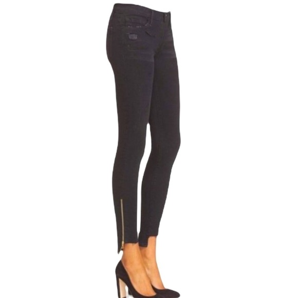 Frame Denim Le Skinny De Jeanne Black Gold Zipper Legs 24 - Picture 1 of 13